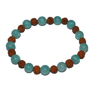 Pulseras de Amazonita con Rudraksha al Mejor Precio: Pulseras de Amazonita con Rudraksha en Venta - Product Image 1
