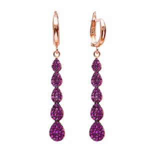 Rubí CZ piedra gota diseño pera pendientes largos venta al por Mayor turco hecho a mano 925 plata esterlina joyería fina - Product Image 1