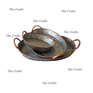 Bandeja de servicio galvanizada de forma rectangular con asas de hierro negro Bandeja de servicio a precios asequibles - Product Image 5