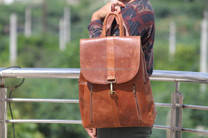 Real Handmade Vintage Crunch Leather <b>Backpack</b> Stylish Rucksack Bag - Product Image 2