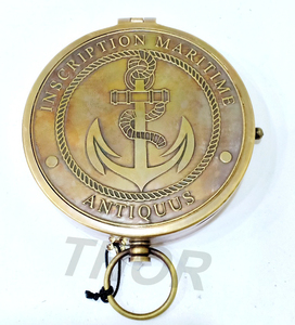 Brújula plana de latón náutico con brújula de bolsillo coleccionable de trabajo LED para navegación decoración del hogar Camping senderismo pantalla Digital - Product Image 3