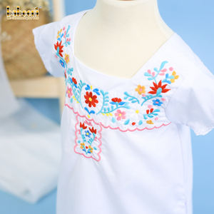 Robe de bébé à fleurs blanches vintage avec col carré GORGEOUS GIRL'S STYLE-DR3274 - Product Image 4