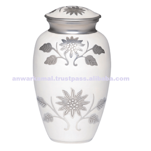 Meilleures ventes Collections Tournesol Argent Vert Émail Laiton Crémation Urnes Adultes pour Cendres Humaines - Product Image 5