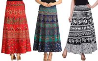 Falda de Algodón Estampada Floral India, Falda Cruzada de Algodón, Falda Cruzada Estampada para Fiesta, Danza del Vientre, Moda Boho Hippie