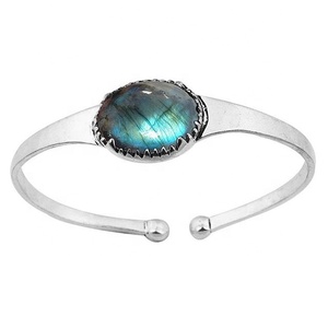 Classic Design Natural Blue Fire Labradorite Gemstone Bangle <b>Solid</b> 925 Sterling <b>Silver</b> Jewelry Bangles Supplier & Manufacturer - Product Image 1