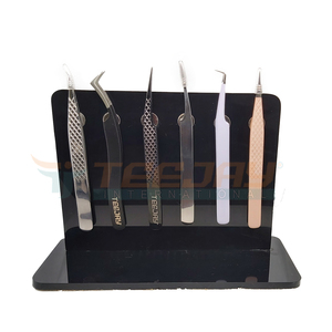 Black Magnetic <b>Acrylic</b> Tweezer Display Stand for 6 tweezers with Customized logo Eyelash Eyebrow Tweezer display stand - Product Image 5