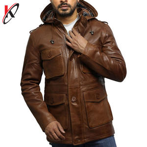 Veste imperméable coupe-vent respirante en cuir véritable de qualité supérieure pour homme, marron, pour l'hiver, personnalisable - Product Image 4