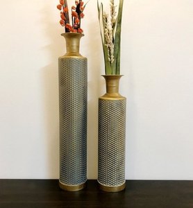 Vase à fleurs martelées en métal et aluminium, dispositif de décoration de mariage, pièce de centre de Table, décoration de salle, Vase de sol disponible, nouveau - Product Image 2