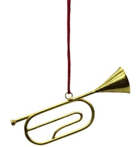 Metal Trumpet <b>Large</b> Golden Home Decoration Christmas Hanging <b>Ornament</b> Premium Quality Best Selling Trumpet - Product Image 2