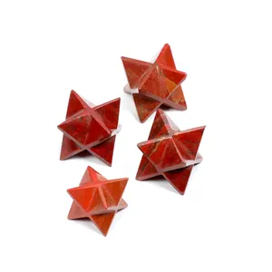 Atacado de pedras semipreciosas artesanais, jaspe vermelho, estrela Merkaba com tema de anjo, estilo Feng Shui, pedras preciosas, ágata para lembranças