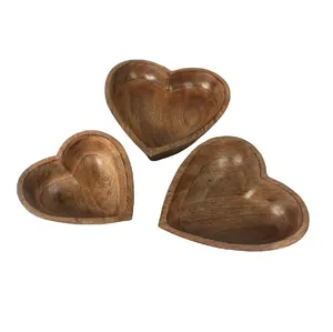 Ciotola di legno di Mango a forma di cuore ciotola di legno di pino ciotola di legno artigianale ciotola di vendita per hotel e ristorante di casa