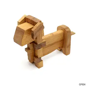 子供と親のための犬の教育用木製パズルおもちゃ脳運動IQとリビングルームの装飾の時間組み立て