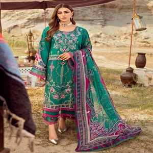Vêtements de fête en lin brodé de haute qualité pour femmes, costumes shalwar kameez, vêtements indiens et pakistanais - Product Image 1