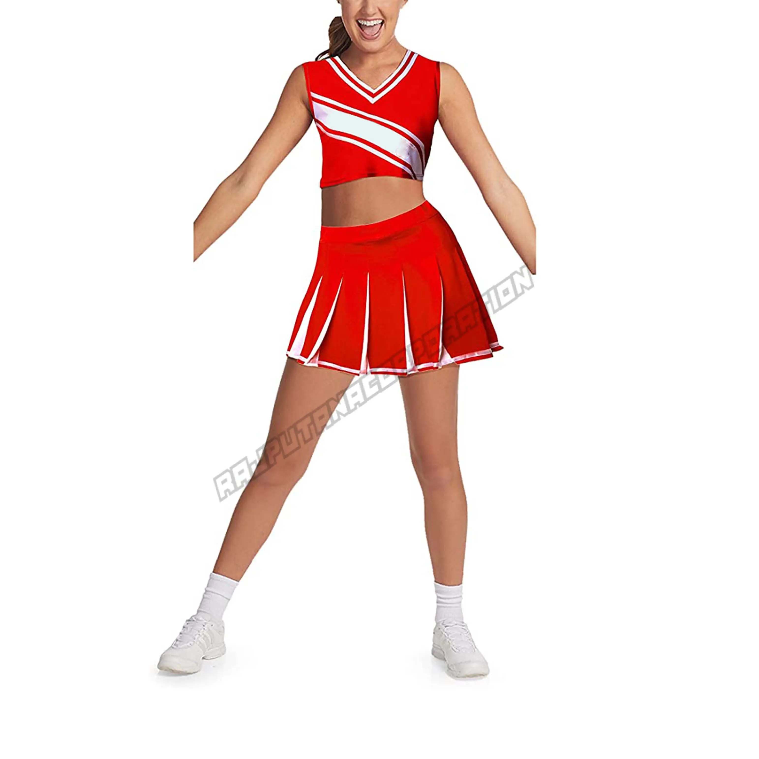 Gaun mewah kustom Cheerleader seksi wanita seragam olahraga berkualitas tinggi Cheer seragam utama wanita