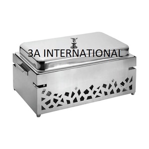 Pot chauffant en métal carré de luxe design moderne fini argent pour fêtes décor servant hôtels restaurants - Product Image 1