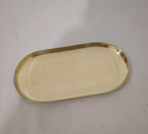 Vantage Luxury Brass Shining Polish Serving Tray Luxuries Venta caliente Martillado Niquelado Chapado en oro Sq. Bandejas rectangulares/redondas - Product Image 3