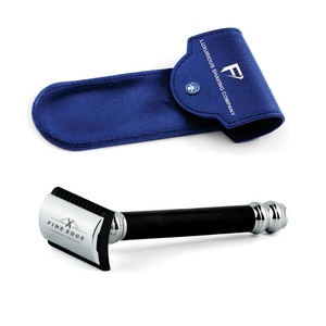 Maquinilla de afeitar de seguridad de metal negro reutilizable ecológica para mujer para afeitado en húmedo conveniente y sostenible - Product Image 1