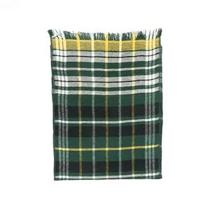 Stanadr Quality Buy from Trusted Supplier 100% Cashmere Green Check Scarf For Women Ready To Export Bulk Quantity