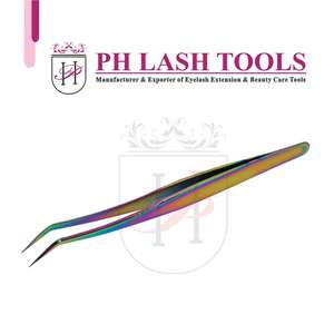 Pinzas para extensión de pestañas, 15MM, 35 grados, volumen, con tu logotipo, Color arcoíris, funda - Product Image 5