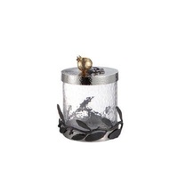Boîte à chocolats moderne en fer et verre martelé, motif feuille noire, pour cadeaux de mariage à prix réduit