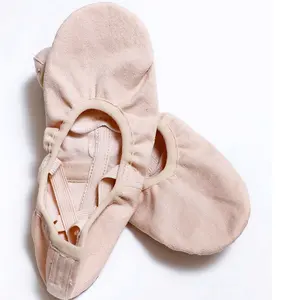 Zapatos de Ballet elásticos de doble capa para niñas, calzado de baile suave de lona con suela dividida, plegable, color rosa, LT-CBS4 de cuero genuino