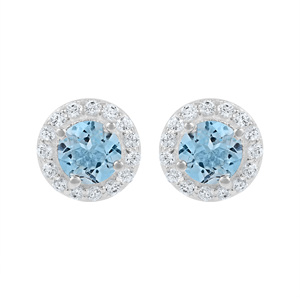 Londres bleu topaze pierre précieuse boucle d'oreille taux raisonnable Zircon boucles d'oreilles minimaliste ensembles de bijoux en argent Sterling naturel mignon - Product Image 1