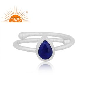925 argent Sterling fin naturel Lapis Lazuli pierres précieuses bague empilable bijoux pour femmes cadeau pour elle - Product Image 2