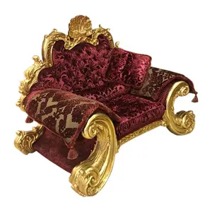 Rot vergoldetes Grand Sofa, Mailänder Sofa garnituren im Barockstil Großes Sofa, luxuriöses Royal vergoldetes Blattgold 24K Wohnzimmer Sofa aus Samt