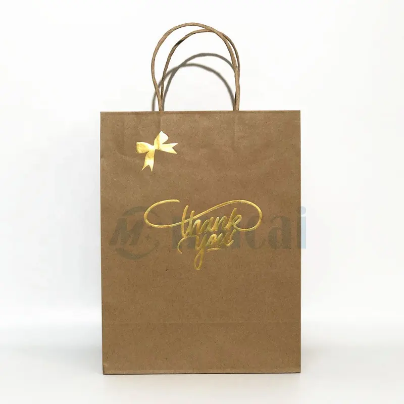 Bán Hot Brown Craft túi giấy mua sắm cho món quà cho đơn đặt hàng tùy chỉnh được chấp nhận