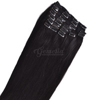 Extensions de cheveux indiens à clipser 100% cheveux humains vierges Remy 160g Noir naturel Mèche simple Double trame cousue à la machine