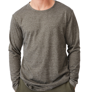 Camiseta de manga larga para hombre de alta calidad OEM, venta al por mayor, diseño personalizado con serigrafía, color gris, tela de algodón puro. - Product Image 3