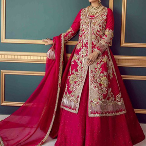 DAZZLING & STYLISH INDIAN/PAKISTANI EMBROIDERY ON <b>BRIDAL</b> <b>JACKET</b>, LEHENGA DRESS Embellished ZARDOZI work for Wedding @ 2021 - Product Image 1