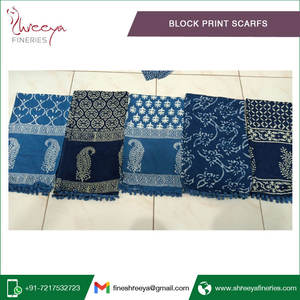 Venta Directa de Fábrica, Bufandas de Algodón con Estampado en Bloque de Fabricante Indio - Product Image 4