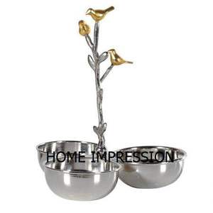 3 Compartment Honey Design Handle <b>Bowls</b> Modern Decorative Fancy Designer 3 In 1 <b>Silver</b> Shape <b>Bowl</b> In Reasonable Price Supply - Product Image 5