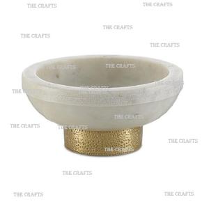 Marble <b>White</b> Color Salad <b>Bowl</b> With Metal Base Customize Size And Shape Dinnerware Salad Soup Food <b>Serving</b> <b>Bowl</b> - Product Image 5