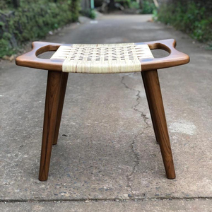 Taburete de teca de ratán, muebles para el hogar - Product Image 1