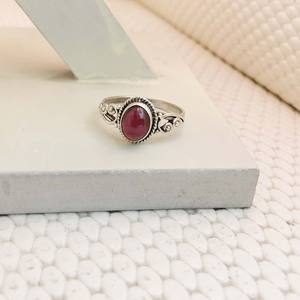 Petite bague délicate conception délicate grenat naturel pierre précieuse haute qualité pur 925 en argent Sterling lunette réglage usine en gros - Product Image 2