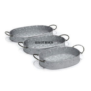 Oval Shape Galvanized Serving Dish Premium Quality Wholesale Serving Tray Customized Size Handmade Galvanized Serving Platter - Product Image 2