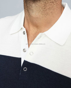 New High Quality Custom Cotton White Blank Golf for Shirt Uniform Turtleneck Collar Terry <b>Fabric</b> Men's with <b>Trim</b> in Black White - Product Image 5