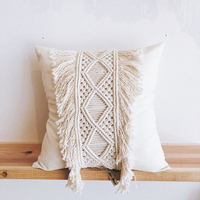 Housse de coussin carrée de luxe en macramé, faite à la main, style européen moderne, personnalisable, tissu de haute qualité, motif géométrique marin végétal