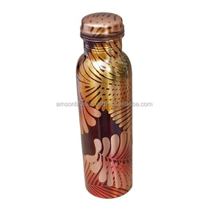 Botella de cobre decorativa para colmena, recipiente de agua Ayurveda de cobre puro martillado - Product Image 5