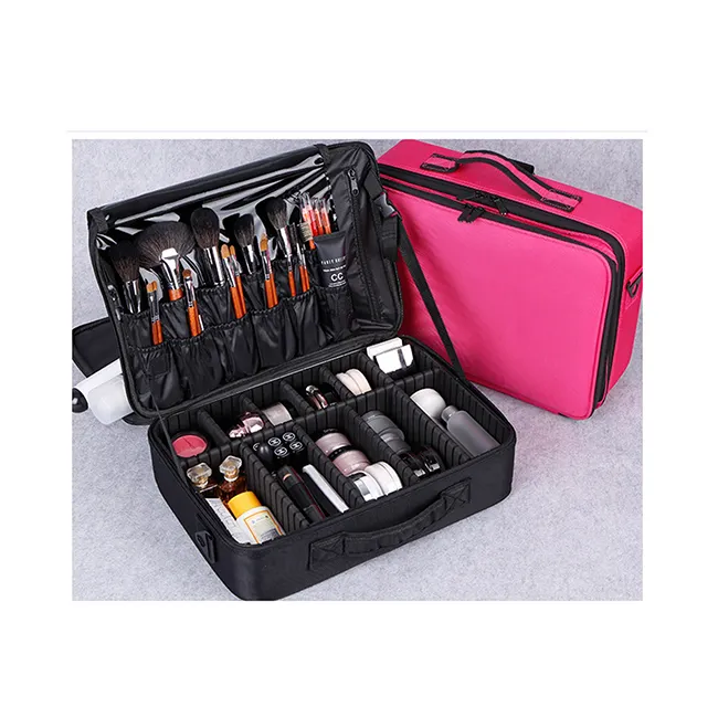 Competitive Premium Fashion Hard PU Velvet Material Cosmetic Bag Make Up Box Makeup Organizer Travel Bag