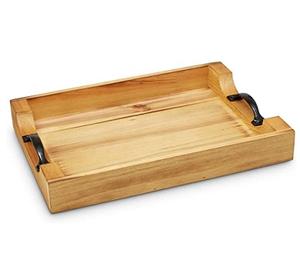 Bandeja de Madera de Diseño Clásico con Asas de Hierro, la Mejor Calidad, Forma Rectangular, Bandeja para Aperitivos y Dulces en India - Product Image 1