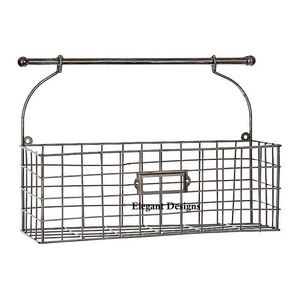 Four Compartment <b>Wall</b> <b>Basket</b> Black Powder Coated Handmade <b>Basket</b> Best Quality Tall Size New <b>Wall</b> <b>Basket</b> for Kitchen Appliances - Product Image 6
