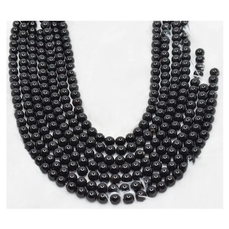 Perles rondes en pierres précieuses naturelles de guérison, perles de 8mm en Onyx noir AAA, haute qualité, vente en gros