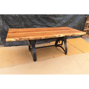 Công nghiệp Acacia gỗ bàn ăn gang cơ sở | sống cạnh rắn gỗ thanh Bảng Chiều cao điều chỉnh đồ nội thất phòng ăn cho - Product Image 6