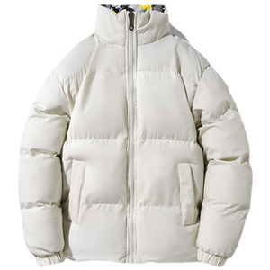 custom oem mens winter warm padded puffer jacket oversized streetwear plain stand collar <b>bubble</b> <b>coat</b> Zipper Closure - Product Image 5