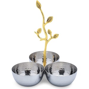 Cuenco decorativo de metal y acero moderno de lujo, con mango, para la mejor decoración de boda y el hogar - Product Image 3