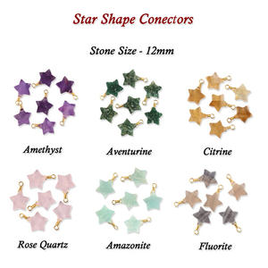 Conector envuelta en alambre de estrella, pequeño fluorita natural, chapado en oro/plata, conectores de diseño elegante bohemio, precio de fábrica - Product Image 2
