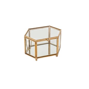 Boîte à bijoux en métal et verre pour le stockage de bijoux et cosmétiques Boîte à bijoux couleur or rose de qualité supérieure - Product Image 6